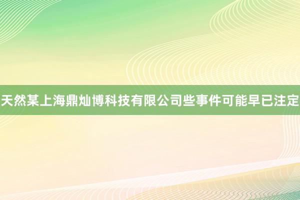 天然某上海鼎灿博科技有限公司些事件可能早已注定