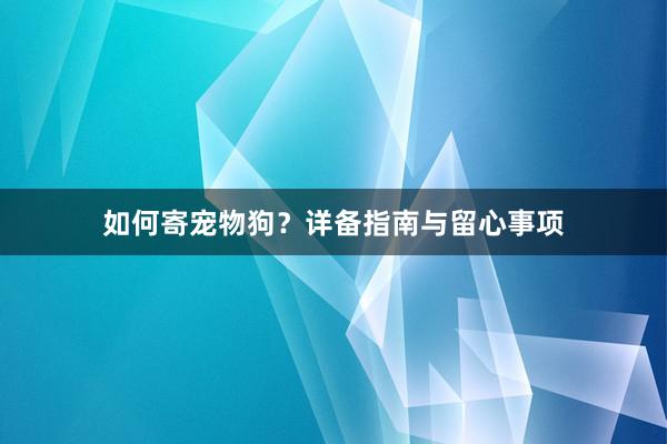 如何寄宠物狗？详备指南与留心事项